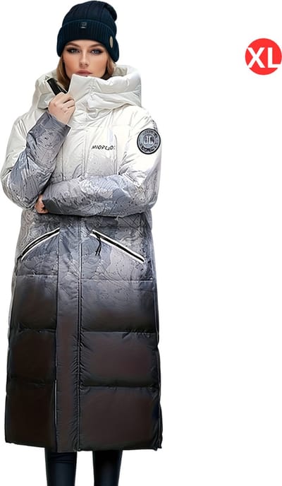 Livano Winterjas - Dames - Parka Winterjas - Winter - Volwassen - Lange Jas Dames - Zwart - Wit - Maat XL