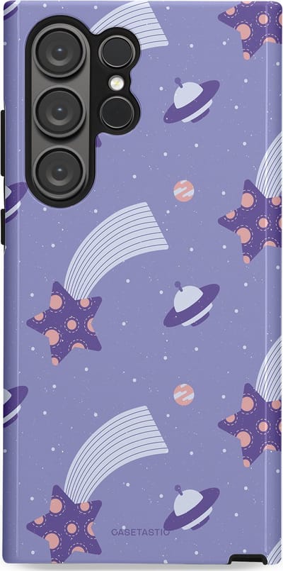 Casetastic Hoesje Geschikt voor Samsung S23 Ultra - Stijlvolle Beschermende Duo-layer Case - Sterrenhemel Lila