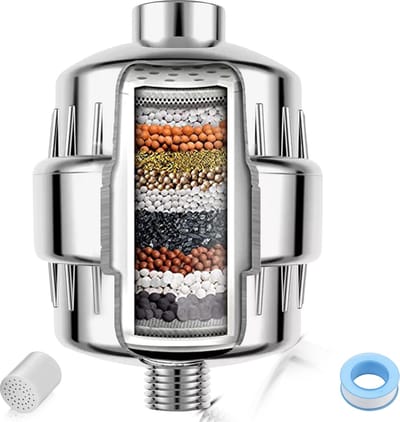 Toivo Douchefilter - Universeel & 17 Laags - Voor Gezonde Huid & Zacht Haar - Waterfilter Voor Douchekop - Shower Filter - Kraanfilter - Zilver
