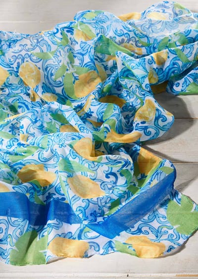 Sjaal - blauw / geel - Gr. Standaardmaat van Goldner Fashion