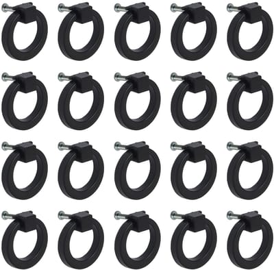 Dailygoods- Kastknoppen Ronde Ring - Hoogwaardig Legeringsmateriaal - Zwarte Coating - Roestpreventie - 20 Stuks - Comfortabel Handgevoel - Deurgrepen