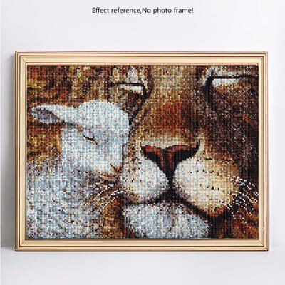 Peinture diamant avec pierres rondes, tigre, broderie, affichage complet, mouton 20X30 gray