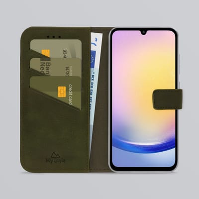 My Style Telefoonhoesje geschikt voor Samsung Galaxy A25 5G Hoesje | My Style Flex Wallet Bookcase Portemonnee | Pasjeshouder voor 3 Pasjes | Telefoonhoesje voor Pinpas / OV Kaart / Rijbewijs - Forest Green | Groen