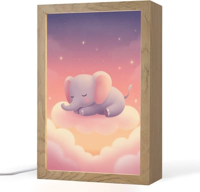 Nachtlampje 20x30 cm - Kinder lampje - Dier - Roze - Wolken - Tafellamp kinderkamer - Slaapkamer lamp - Bedlamp kinderen - Kinderlampje stopcontact - Wandlamp babykamer - Nachtlampjes