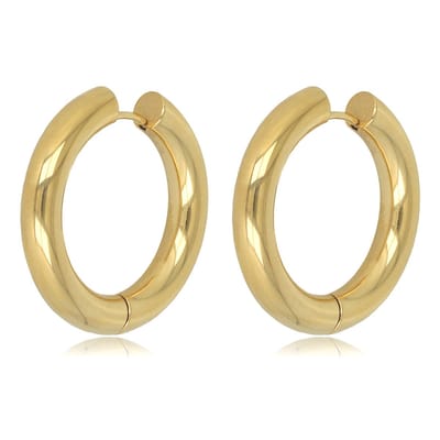 My Bendel - Grote Goudkleurige Oorring 30x5 Mm - Stralende Goudkleurige Hoepel Oorring - Elegantie - met Luxe Cadeauverpakking | Sieraden Voor Dames