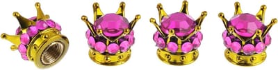 Decoratieve Ventieldoppen voor Auto en Truck - 4 Stuks, 15mm, Stofbescherming in Goud en Roze, ABS en Koper