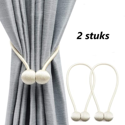 Alcantara-Luxe Gordijn Embrasse - Gordijn Houder-Licht Beige - Magnetisch - Gordijn Accessoires - 2 Stuks