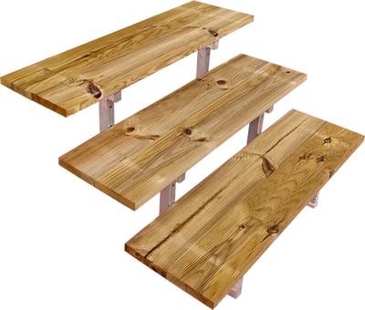 Buitentrap staal OSLO H54cm - 3 treden geïmpregneerd hout breedte 100cm