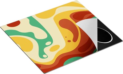 Chefcare Inductie Beschermer Abstracte Kunst - Organische Kleurrijke Vormen - 60x50 cm - Afdekplaat Inductie - Kookplaat Beschermer - Inductie Mat