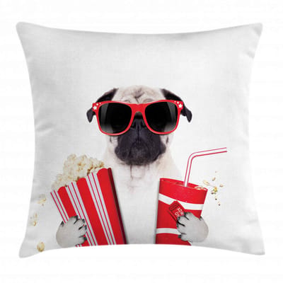 ABAKUHAUS Mops-kussenhoes – 40x40 cm – Bedrukt aan beide zijden, rits