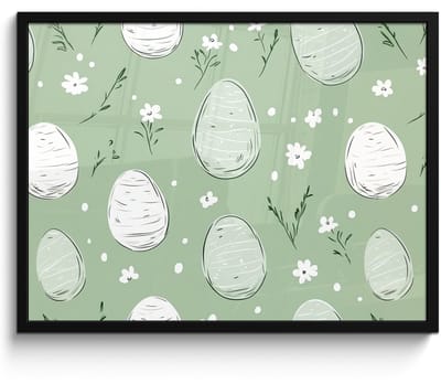 Poster in lijst - Fotolijst 70x50 cm - Posters - Groen - Eieren - Patroon - Posterlijst zwart - Decoratie - Wanddecoratie woonkamer - Muurdecoratie slaapkamer