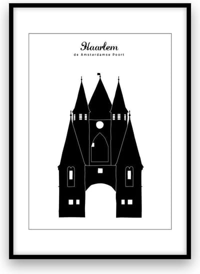Haarlem stadposter - Zwart-wit