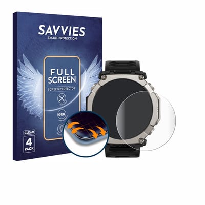 Savvies - Screenprotector voor Huami Amazfit T-Rex Ultra 2 - Folie Beschermfolie transparant volledig dekking 4 Stuks