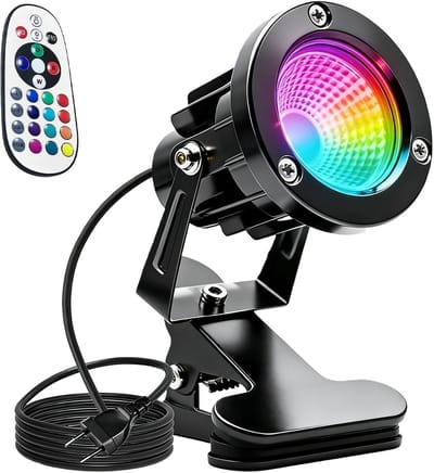 Led Schijnwerper - Klemspot Afstandsbediening - Accentverlichting Buiten - IP65 Waterdicht Aluminium - 6 Watt - Veelkleurig