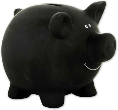 Spaarpot met krijtbord - Krijtbord spaarpot - Geld Sparen - Beschrijfbaar oppervlak - 17.5 cm - Zwart
