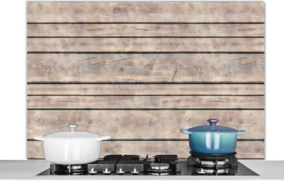 Spatscherm keuken 120x80 cm - Kookplaat achterwand Brocante - Patronen - Hout - Planken - Muurbeschermer - Spatwand fornuis - Hoogwaardig aluminium