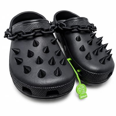 Schoen Spikes Accessoires Geschikt voor Crocs – Charms – Versiering – Decoratie – Ketting Accessoire – Unisex Streetwear Schoen Accessoire – Zwart