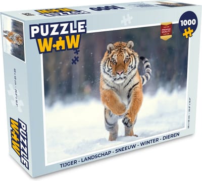 Puzzel Tijger - Landschap - Sneeuw - Winter - Dieren - Legpuzzel - Puzzel 1000 stukjes volwassenen