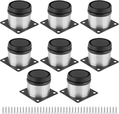 GELLDG 8 meubelpoten - Verstelbare meubelpoten - Tafelaccessoires - Inclusief schroeven - Ronde metalen meubelpoten - Geschikt voor bedden, tv-meubels, banken, salontafels en bureaus - Zilver