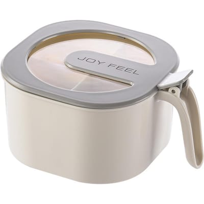 4 In 1 Kruidencontainer Kruidenbox Kruidenfles met Lepels voor Keukenaccessoires Buiten wit