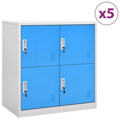 vidaXL - Lockerkasten - 5 - st - 90x45x92,5 - cm - staal - lichtgrijs - en - blauw