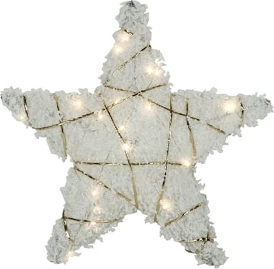 Kerstster met 20 leds warm-wit sneeuw glittergoud