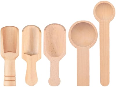 Dailygoods- Theeschep 5 Stuks - Mini-houten Lepel - Keukenschep - Specerijenlepel - Zoutlepel - Compact Formaat - Lepels