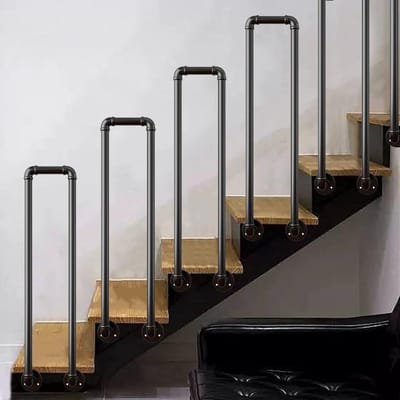 Trapleuning Balusters - Zijmontage Leuning - Veilig Lopen - Ruimtebesparend Ontwerp - 35cm Hoog - Zwart