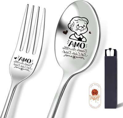 Unieke Roestvrijstalen Vorken met Gravure voor de Beste Oma - Perfecte Verjaardagscadeaus en Kerstcadeaus voor Oma, Ideaal voor Bruiloften en Speciale Gelegenheden