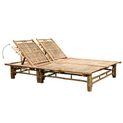 vidaXL - Ligbed - 2-persoons - met - kussens - bamboe
