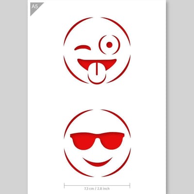 QBIX Emoji's Sjabloon A5 Formaat Kunststof - Diameter emoji is 7cm