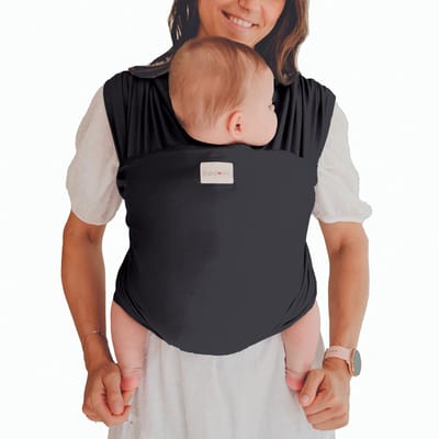 Babylonia Tricot-Slen Organic Ergonomische Draagdoek - Rekbare Baby Draagdoek voor Newborn t/m 15 kg - 100% Biologisch Katoen - Buikdragen - Deep Grey - Donkergrijs