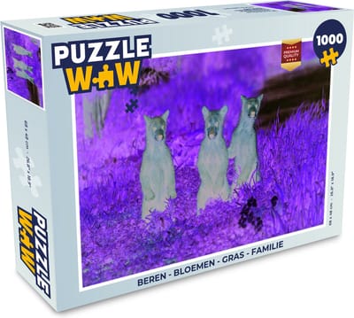 Puzzel Beren - Bloemen - Gras - Familie - Legpuzzel - Puzzel 1000 stukjes volwassenen