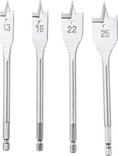 Vlinderborenset 4-delig - carbon staal - 13, 16, 22, 25mm x 150mm