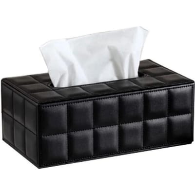 Imitatieleer Rechthoek Papieren Houder Tissue Dispenser Opbergdoos Auto Huis Decor Hoge Kwaliteit Tissue Box Rechthoek black