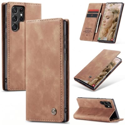 Casemania Hoesje Geschikt voor Samsung Galaxy S26 Ultra - Sienna Brown - Dunne Portemonnee Book Case - Slim Wallet Case met Pasjeshouder