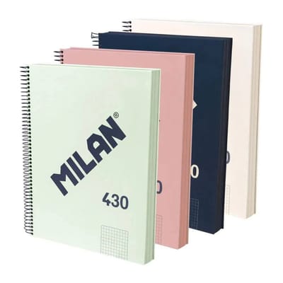 Milan Pakket Met 4 A4 Spiraal Notebooks Met Harde Kaft Geruit Papier 120 Vellen 95 G/m² 430-collectie Sinds 1918 5x5 Mm Transparant Kinderen