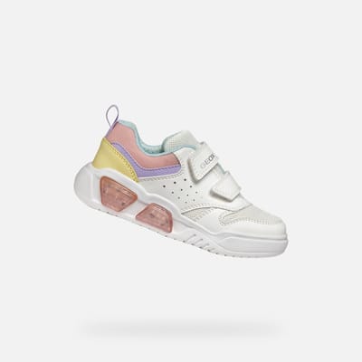 GEOX ILLUMINUS TIENERS Sneakers - WIT/VEELKLEURIG - Maat 38