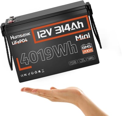 Humsienk 12,8V 300Ah (314Ah) LiFePO4 Accu met 200A BMS – 4096Wh, 15000+ cycli – Thuisbatterij voor Zonnepanelen, Camper, Boot & Off-grid