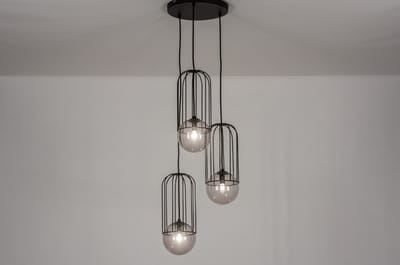 Lumidora Hanglamp 74045 - NINO - 3 Lichts - G9 - Zwart - Grijs - Metaal - ⌀ 40 cm