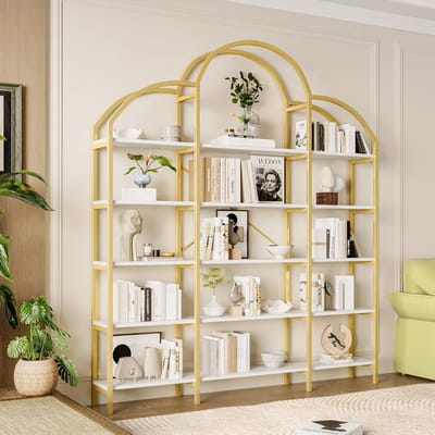 Zubaliya Boekenrek - 170x26x190 cm goud/wit - wolkvormig design - 5 lagen - stalen frame