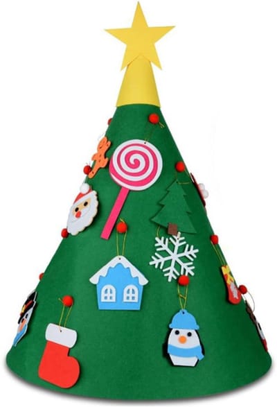 DIY Driedimensionale Kerstboom - Opgewaardeerd Vilt Kerstboom Met 18 Stuks Opknoping Ornamenten - Kerstcadeaus Voor Kinderen DIY Decoraties - Leuk Spel