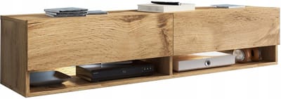 Bratex A140 - TV-meubel - 140 cm breed - Mat Wotan Eiken - Hangend of Staand - Greeploos