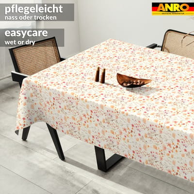 ANRO Tafelkleed Bloemen en bladeren Beige 240x140cm Rechte rand Afwasbaar Waterafstotend