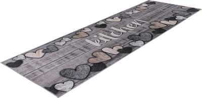 Lalee Luna keuken loper met antislip rug keuken tapijt wasmachine wasbaar 60x180 cm grijs zilver KITCHEN