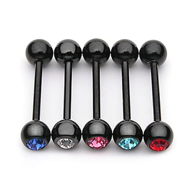 Tongpiercing voordeelset PVD piercings 5 pack 1.6x16 - zwart - LMPiercings