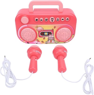 Kinder Microfoon Speaker - Karaoke Machine - Meezingen met Muziek - Draagbaar met Handvat - 24 cm Lengte - Roze