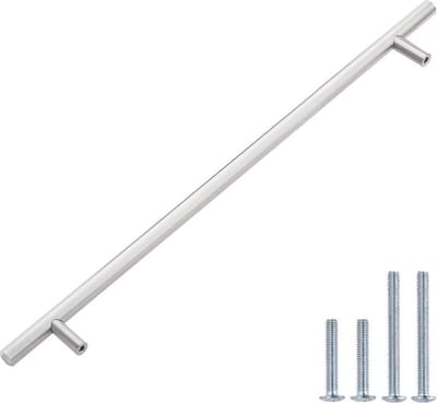 Schuifdeuronderdelen RVS Rond | 40cm | Incl. bevestigingsbouten | Zilver | Meubelhandvat | greep | Keukengreep | Hand Grepen | Deurgreep Staal | Metaal | Strak Meubelbeslag | schuifdeur | Handvat | Schuifdeurgreep | Roestvrij | Roestvast staal |