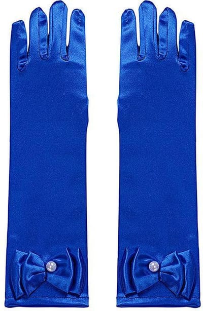 Handschoenen blauw bij Sprookjes jurk verkleedkleding prinsessen verkleedjurk
