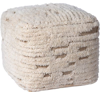 Atmooz - Rub - Poef - Beige - Wol - 50 x 50 x 45 cm - Comfortabel en Stijlvol